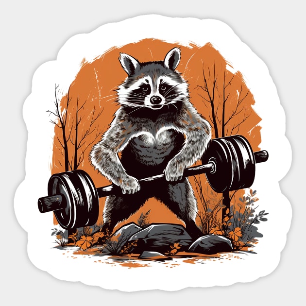 raccoon lifting weight Sticker by boxermaniac